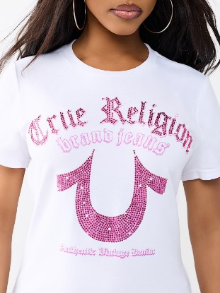 CRYSTAL HORSESHOE CREWNECK TEE