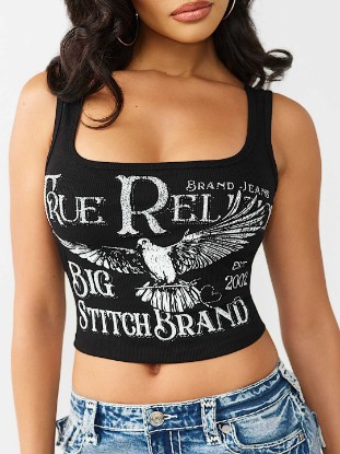 PRINTED RIBBED TANK TOP