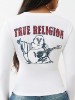CRYSTAL LOGO LONG SLEEVE V NECK TEE