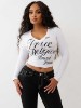 CRYSTAL LOGO V NECK LONG SLEEVE TEE