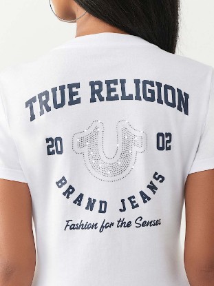 CRYSTAL HORSESHOE V-NECK TEE
