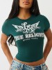 CRYSTAL WINGED LOGO BABY TEE