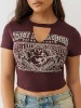 CRYSTAL BUDDHA KEYHOLE BABY TEE