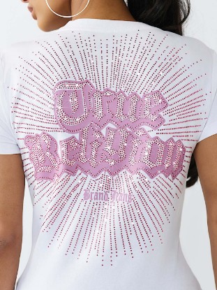 CRYSTAL LOGO V-NECK TEE