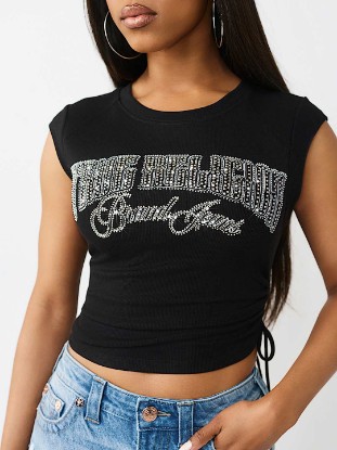 CRYSTAL SIDE-RUCHED BABY TEE