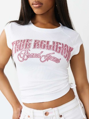 CRYSTAL SIDE-RUCHED BABY TEE