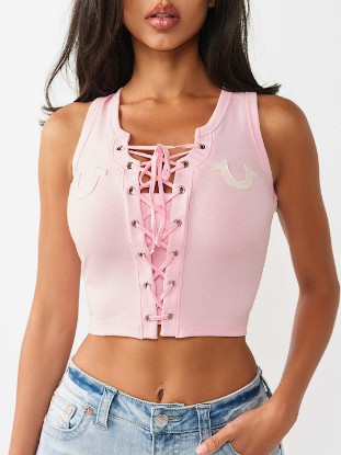 APPLIQUÉ LACE-UP TANK