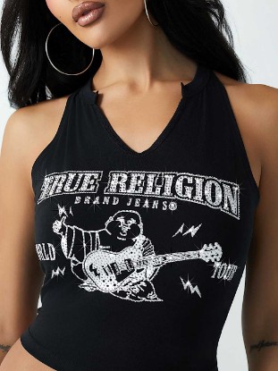ROCK BUDDHA NOTCH HALTER TANK TOP