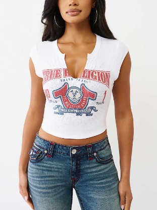 DISTRESSED BUDDHA CRYSTAL  V-NOTCH TEE