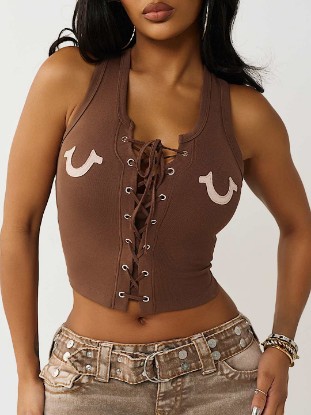 APPLIQUÉ LACE-UP TANK