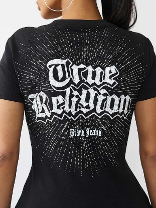 CRYSTAL LOGO V-NECK TEE