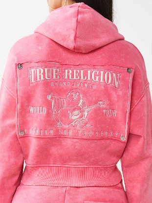 VINTAGE WASHED EMBROIDERED RELAXED ZIP HOODIE