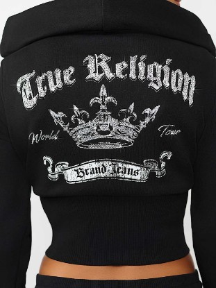 CRYSTAL LOW PLUNGE FRENCH TERRY ZIP HOODIE