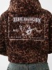 LEOPARD HALF-ZIP SHERPA JACKET