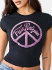 CRYSTAL PEACE SIGN  BABY TEE