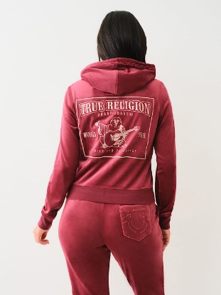 VELOUR LUREX BIG T ZIP HOODIE