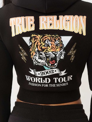 TIGER LOGO SHRUNKEN ZIP HOODIE