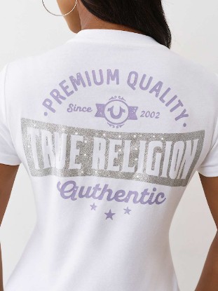 GLITTER LOGO V NECK TEE