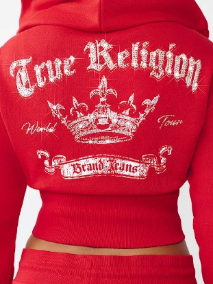 CRYSTAL LOW PLUNGE FRENCH TERRY ZIP HOODIE