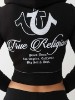 EMBROIDERED BIG T SHRUNKEN ZIP HOODIE