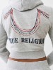 RAINBOW STITCH HORSESHOE SHRUNKEN ZIP HOODIE
