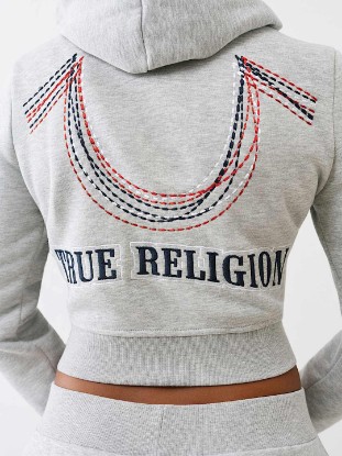 RAINBOW STITCH HORSESHOE SHRUNKEN ZIP HOODIE