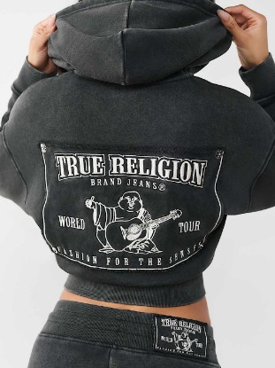 VINTAGE WASHED EMBROIDERED RELAXED ZIP HOODIE
