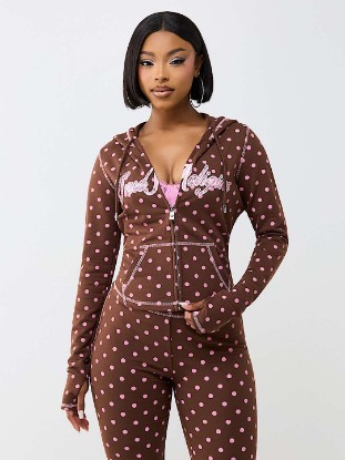 POLKA DOT FITTED ZIP HOODIE