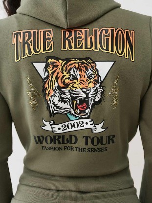 TIGER LOGO SHRUNKEN ZIP HOODIE
