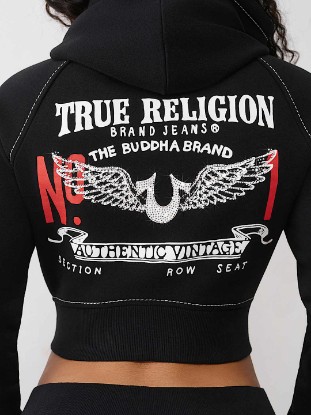 SHRUNKEN  CRYSTAL WING ZIP HOODIE
