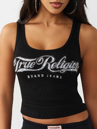 CRYSTAL SQUARE NECK RIBBED TANK