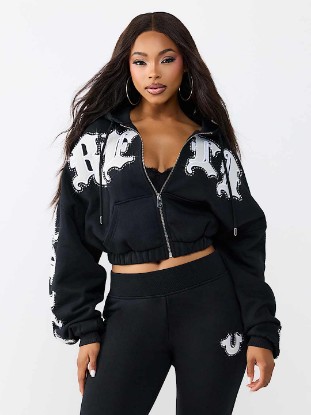 CRYSTAL RELAXED GIRLFRIEND ZIP HOODIE