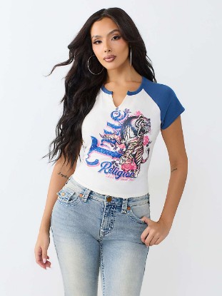 CONTRAST RAGLAN NOTCH BABY TEE