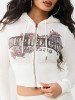 WAFFLE KNIT CONTOUR ZIP UP HOODIE
