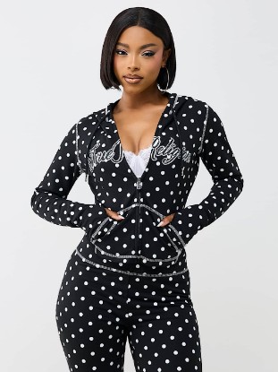 POLKA DOT FITTED ZIP HOODIE