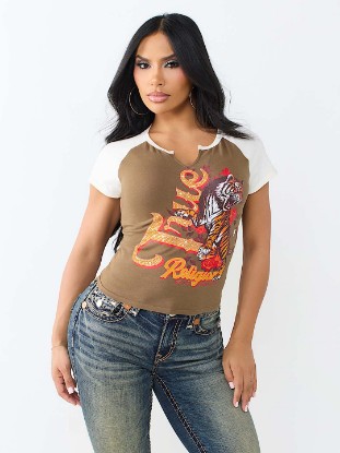 CONTRAST RAGLAN NOTCH BABY TEE