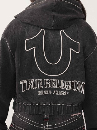 DENIM BIG T ZIP HOODIE