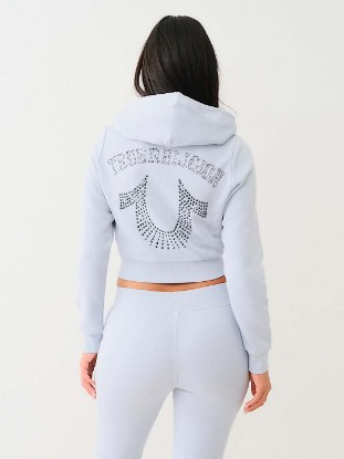 CRYSTAL LOGO CROP ZIP HOODIE