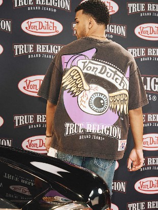 TRUE RELIGION X VON DUTCH LOGO HEAVYWEIGHT OVERSIZED TEE