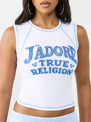 CRYSTAL J'ADORE RIBBED CREW TANK TOP