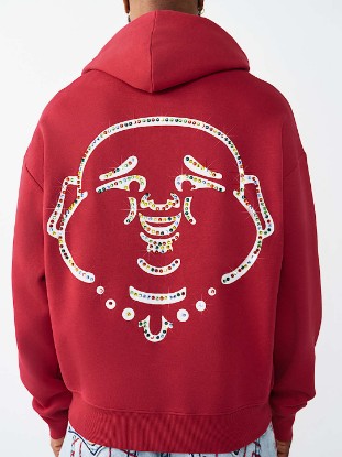 ARCHED LOGO STUDDED BOXY HOODIE