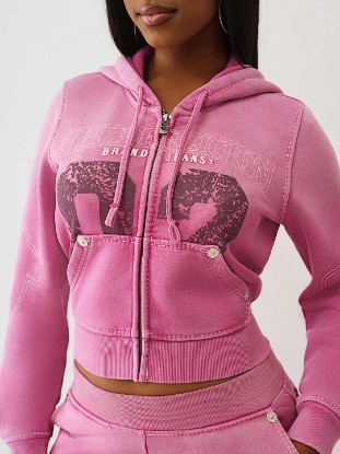WASHED BIG T SHRUNKEN ZIP HOODIE