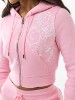 EMBROIDERED TIGER SHRUNKEN ZIP HOODIE
