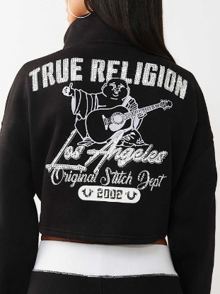 SPORTY CRYSTAL HALF-ZIP PULLOVER SWEATSHIRT