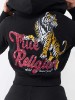 CRYSTAL TIGER SHRUNKEN ZIP HOODIE