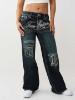 BOBBI MID RISE EMBROIDERED BIG T BAGGY JEAN