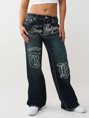 BOBBI MID RISE EMBROIDERED BIG T BAGGY JEAN