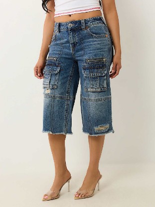BOBBI BAGGY CARGO CAPRI JEAN