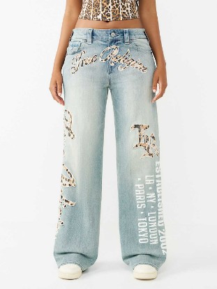 BOBBI MID RISE LEOPARD FLAP BAGGY JEAN