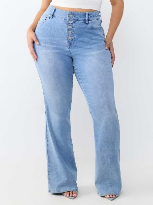 PLUS BECCA MID RISE BUTTON-FRONT BOOTCUT JEAN